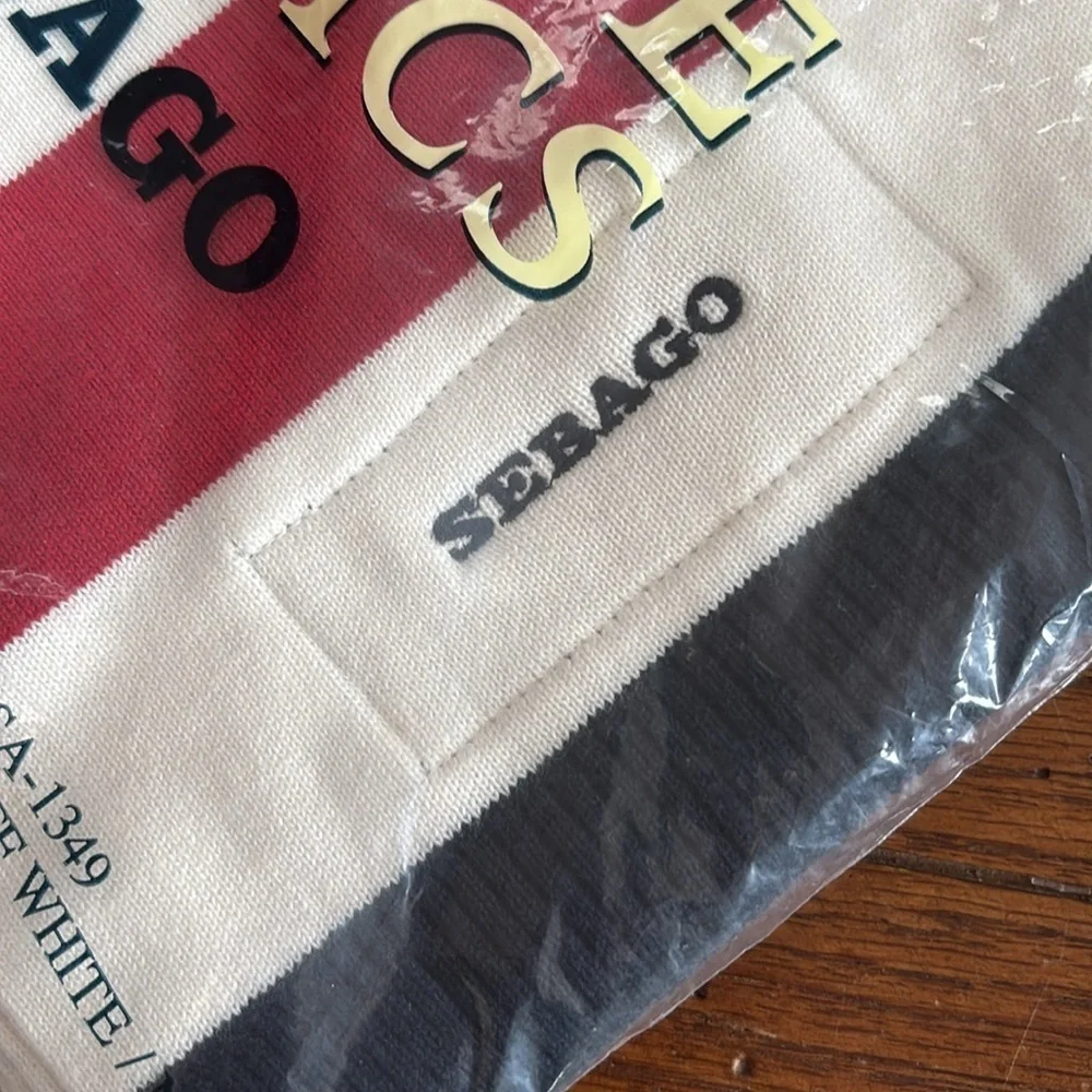 Sebago Block Stripe Scarf NWT Red White Navy Blue Cotton Knit Nautical Coastal